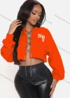 Wholesale Women's Sexy Letter Long Sleeve Chain Closure Crop Top - Liuhuamall