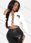 Wholesale Women's Sexy Letter Long Sleeve Chain Closure Crop Top - Liuhuamall