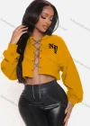 Wholesale Women's Sexy Letter Long Sleeve Chain Closure Crop Top - Liuhuamall