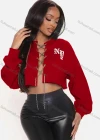 Wholesale Women's Sexy Letter Long Sleeve Chain Closure Crop Top - Liuhuamall