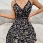 Wholesale Women's Sexy Deep V Neck Spaghetti Straps Floral Print Short Cami Dress preview