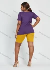 Wholesale Women's Casual Plain Ruched Short Sleeve V Neck Button Front Daily Top - Liuhuamall