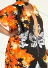 Wholesale Women's African Allover Print Round Neck Short Sleeve Embroidery Kaftan Dress With Scarf - Liuhuamall