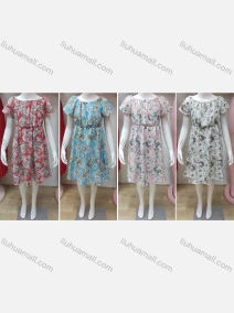 Wholesale Girls Causal Crew Neck Short Sleeve Drawstring Paisley Print Dress, LIUHUA CLOTHING WHOLESALE