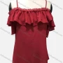Wholesale Woman's Casual Spaghetti Strap Sleeveless Ruffle Trim Plain Cami Tunic Top preview