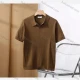 Wholesale Men's Casual Plain Ribbed Collared Short Sleeve Henley Shirt E75010# Coffee Clothing Wholesale Market Liuhua