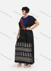 Wholesale Women's African Batwing Sleeve Vintage Embroidery Tribal Pattern Tassel Tether Maxi Kaftan Dress With Turban XH-515S-YD# - Liuhuamall