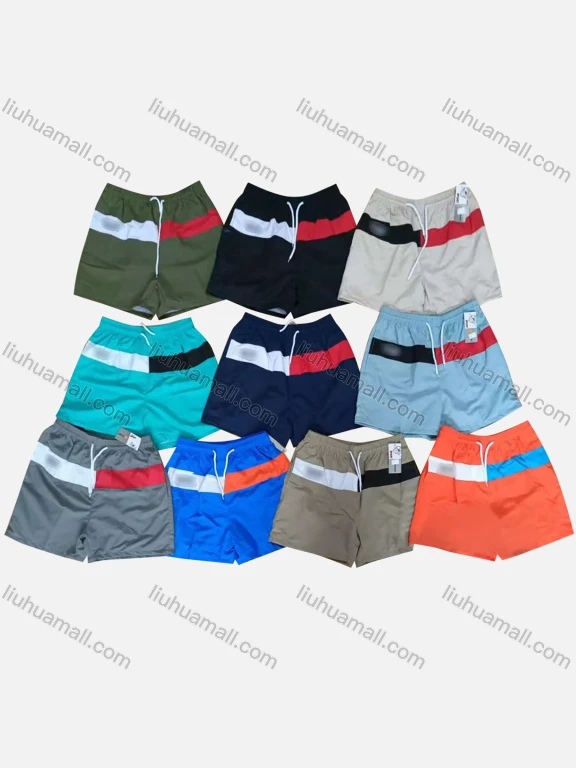 Wholesale Men's Swim Trunks Quick Dry Colorblock Drawstring Beach Shorts