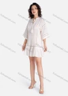 Wholesale Women's Casual Plain Tie Neck Batwing Sleeve Cut Out Ruffle Hem Short Dress V2808-1# - Liuhuamall