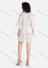Wholesale Women's Casual Plain Tie Neck Batwing Sleeve Cut Out Ruffle Hem Short Dress V2808-1# - Liuhuamall