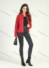 Wholesale Women's Casual Plain Long Sleeve Stand Collar Zipper Leather Jacket With Zipper Pockets - Liuhuamall