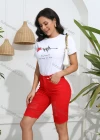 Wholesale Women's Casual Letter Heart Print Crew Neck Short Sleeve T-Shirt - Liuhuamall
