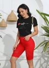 Wholesale Women's Casual Letter Heart Print Crew Neck Short Sleeve T-Shirt - Liuhuamall