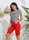 Wholesale Women's Casual Letter Heart Print Crew Neck Short Sleeve T-Shirt - Liuhuamall
