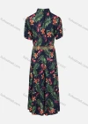 Wholesale Women's Casual Collared Puff Sleeve Button Front Pleated A-Line Dress - Liuhuamall