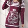 Wholesale Women's Casual Crew Neck Long Sleeve Striped Straps Sweater preview