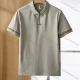 Wholesale Men's Casual Plain Collared Quarter Zip Short Sleeve Striped Trim Henley Shirt E95090# Gray Clothing Wholesale Market Liuhua