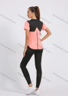Wholesale Women's Sporty Colorblock Short Sleeve Quick-dry Breathable Athletic T-shirt W7009# - Liuhuamall