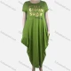 Wholesale Women's African Plus Size Crew Neck Letter Short Sleeve Patch Pocket Loose Fit Dress 8813# 46# Clothing Wholesale Market Liuhua