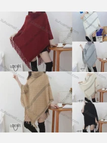 Wholesale Women's Casual Turtleneck Striped Tassel Trim Cape, LIUHUA CLOTHING WHOLESALE