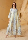 Wholesale Luxury Beaded & Pearl Embroidered Muslim Abaya, Dubai Style Flare Sleeve Modest Maxi Kaftan for Eid Ramadan - Liuhuamall
