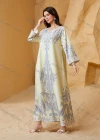 Wholesale Luxury Beaded & Pearl Embroidered Muslim Abaya, Dubai Style Flare Sleeve Modest Maxi Kaftan for Eid Ramadan - Liuhuamall