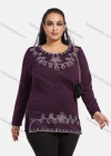 Wholesale Women's Elegant Round Neck Long Sleeve Floral Embroidery Slit Hem Knit Top - Liuhuamall