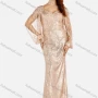 Wholesale Women's Elegant V Neck Cut Out Sleeve Sequin Cutout Back Evening Dress preview