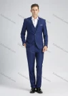 Wholesale Men's Formal Slim Fit Plain Lapel One Button Flag Pockets Suit Jacket & Waistcoat 3-Piece Set - Liuhuamall