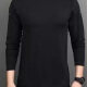 Men's Casual Quick Dry Plain Mock Neck Long Sleeve Tee 557# Black Clothing Wholesale Market -LIUHUA
