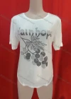 Wholesale Women's Casual Rhinestone Appliques Round Neck Short Sleeve Tee - Liuhuamall