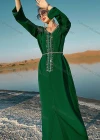 Wholesale Women's Arabic Dubai Muslim Islamic Embroidery Tassel Rhinestone Abaya Dress BA7073# - Liuhuamall