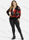 Wholesale Women's Button Front Plaid Collared Casual Knitted Coat With Patch Pocket - Liuhuamall