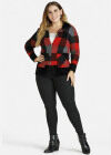 Wholesale Women's Button Front Plaid Collared Casual Knitted Coat With Patch Pocket - Liuhuamall