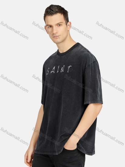 Wholesale Men's Hip Hop Crew Neck Short Sleeve Loose Fit Letter T-shirt