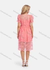 Wholesale Women's Casual Round Neck Puff Sleeve Ruffle Hem Embroidery Knee Length Dress - Liuhuamall