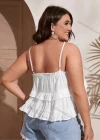 Wholesale Women's Spaghetti Strap Ruffle Trim Plain Cami Top AY221# - Liuhuamall