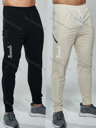 Wholesale Men's Athletic Workout Drawstring Zipper Pockets Ankle Length Gym Joggers 7137#