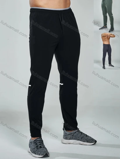 Wholesale Men's Athletic Workout Drawstring Zipper Pockets Ankle Length Gym Joggers 7143#