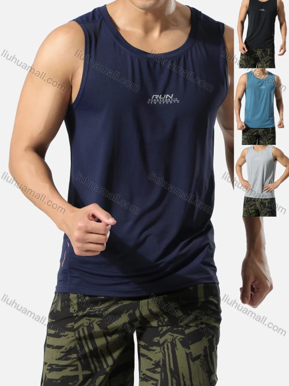 Wholesale Men's Athletic Workout Breathable Quick Dry Gym Tank Top 8026-4#