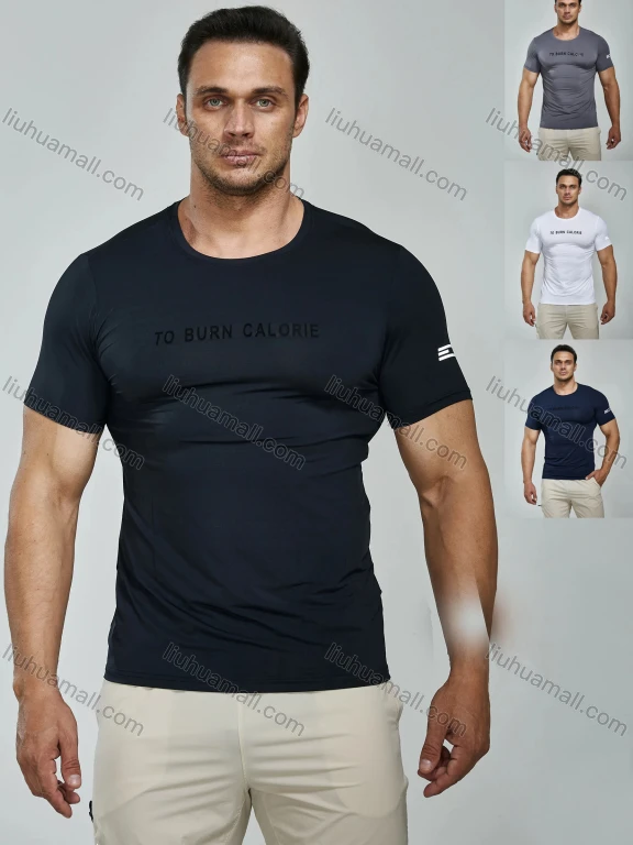 Wholesale Men's Athletic Workout Breathable Quick Dry Short Sleeve T-shirt 8032#