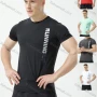 Wholesale Men's Athletic Workout Breathable Letter Graphic Quick Dry Short Sleeve T-shirt 8088# preview