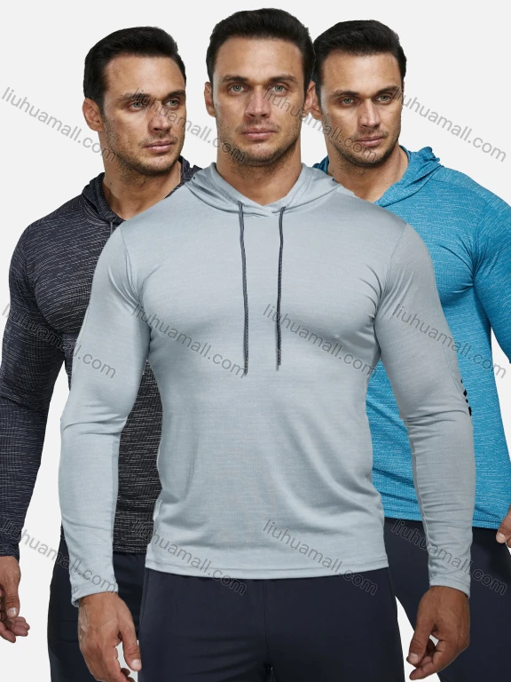 Wholesale Men's Athletic Workout Drawstring Long Sleeve Fitness Hoodie F21801#