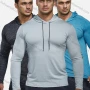 Wholesale Men's Athletic Workout Drawstring Long Sleeve Fitness Hoodie F21801# preview