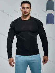 Wholesale Men's Athletic Workout Breathable Plain Quick Dry Long Sleeve T-shirt F21802#, LIUHUA CLOTHING WHOLESALE