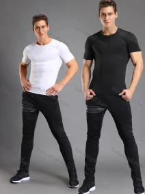 Wholesale Men's Athletic Workout Breathable Plain Quick Dry Fitness Short Sleeve T-shirt JS12001#, LIUHUA CLOTHING WHOLESALE