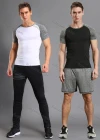 Wholesale Men's Athletic Workout Breathable Splicing Quick Dry Fitness Short Sleeve T-shirt JS12002# - Liuhuamall