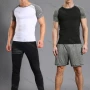 Wholesale Men's Athletic Workout Breathable Splicing Quick Dry Fitness Short Sleeve T-shirt JS12002# preview