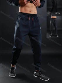 Wholesale Men's Athletic Workout Elastic Waist Drawstring Zipper Pockets Ankle Length Gym Running Joggers L10818#, LIUHUA CLOTHING WHOLESALE