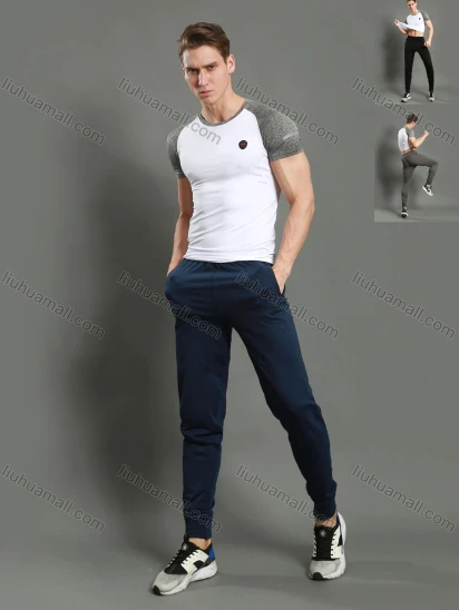 Wholesale Men's Athletic Workout Elastic Waist Zipper Pockets Ankle Length Gym Running Joggers 1005#